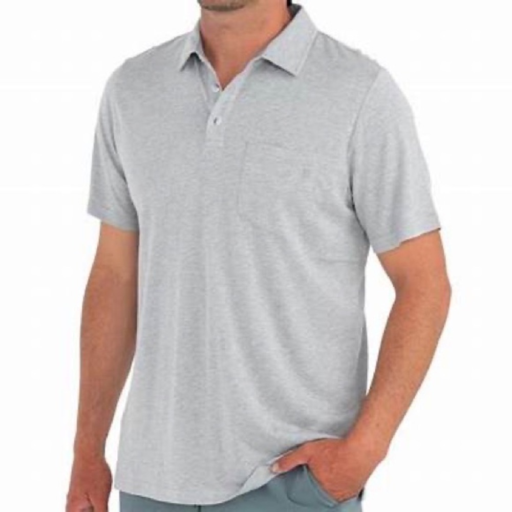 Free Fly Bamboo Heritage Polo Shirt Size Medium Light Gray Heather Cotton 4